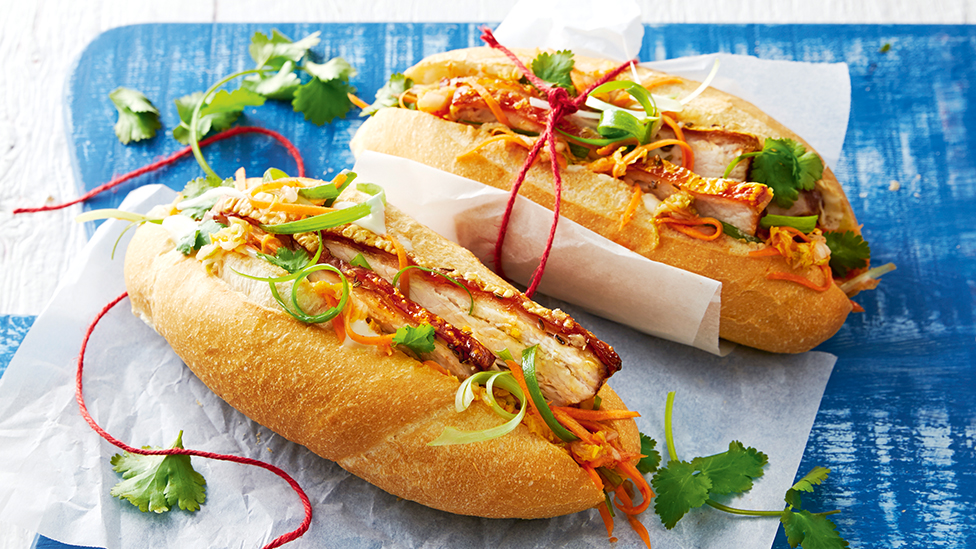 Fennel pork belly sliders with kimchi