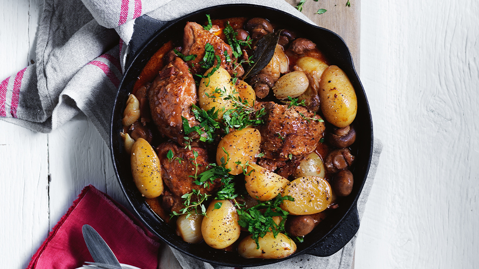 French style chicken and potato skillet bake