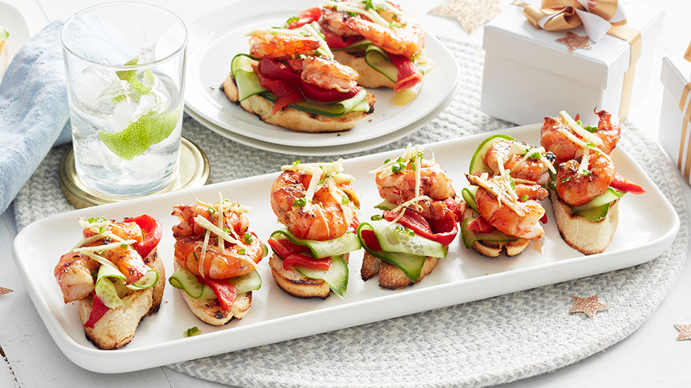 Ginger prawn crostini