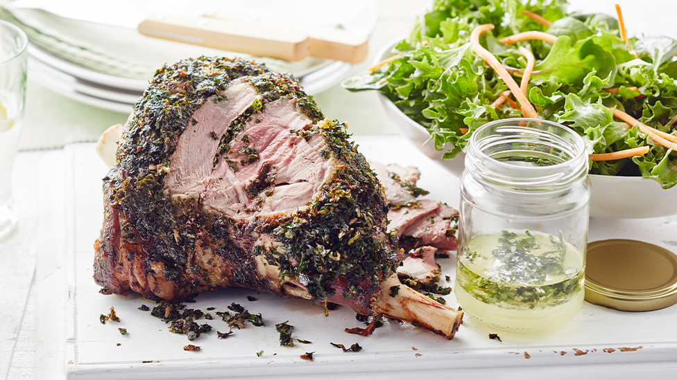 Herb- crusted lamb with salad