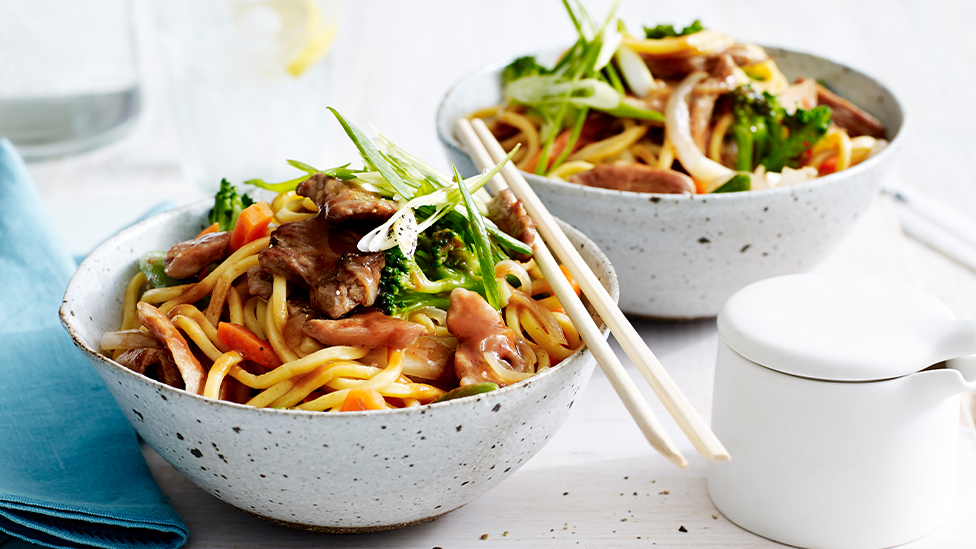 Hoi sin pork and noodle stir-fry