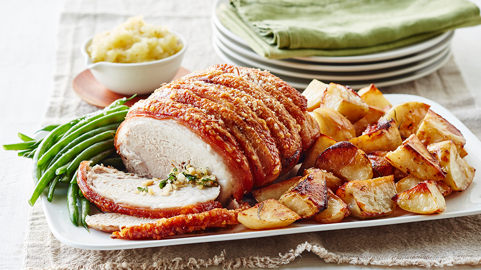 Italian roast pork with apple & fennel sauce