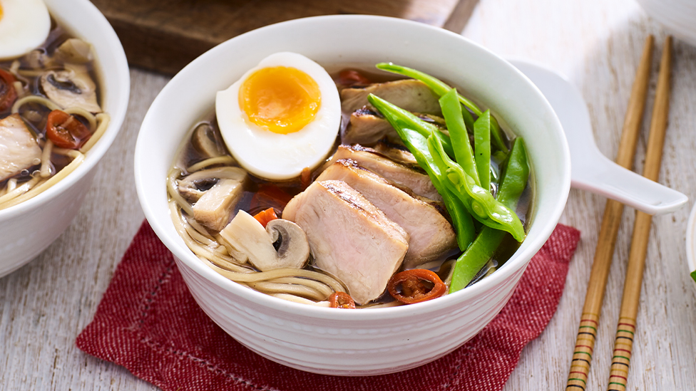 Japanese ramen soup with pork