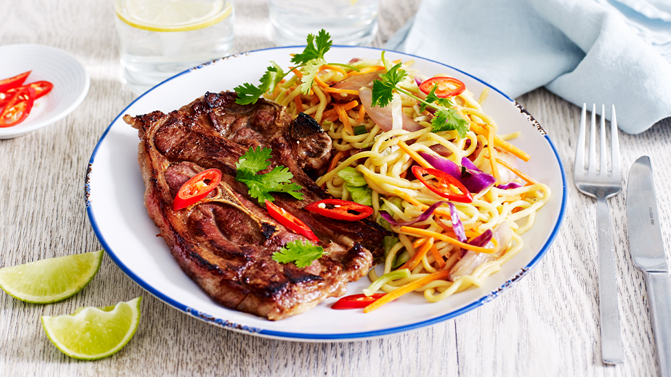 Lamb teriyaki with noodles