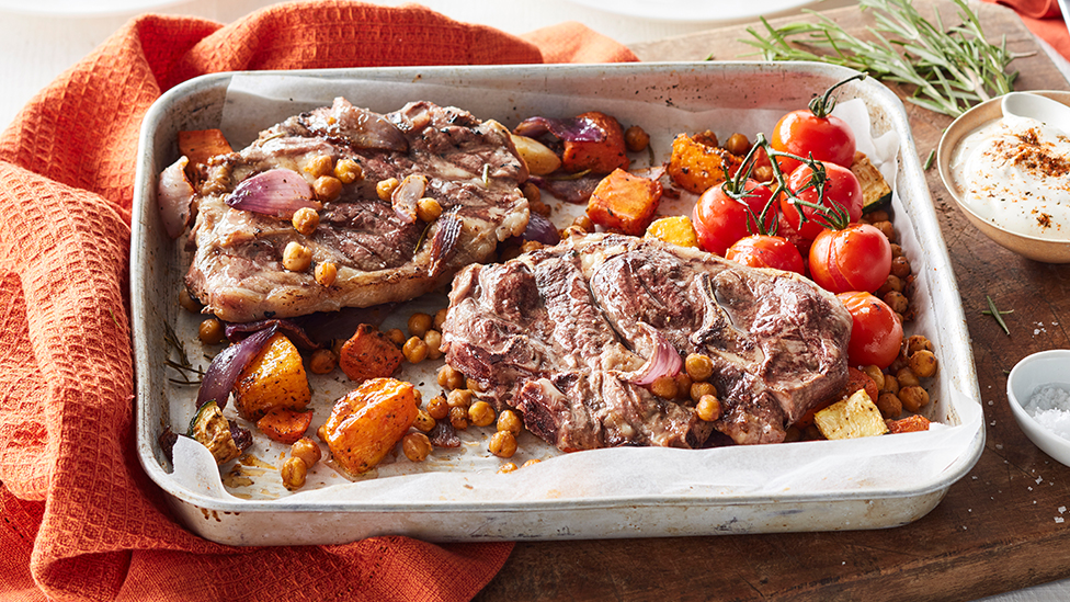 Lamb with harissa roasted vegetables