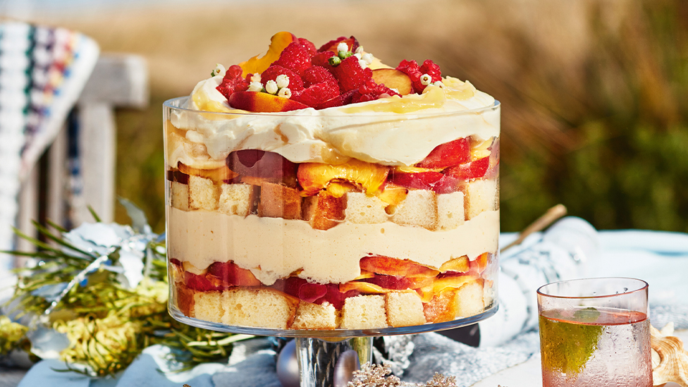 Lemon and peach trifle