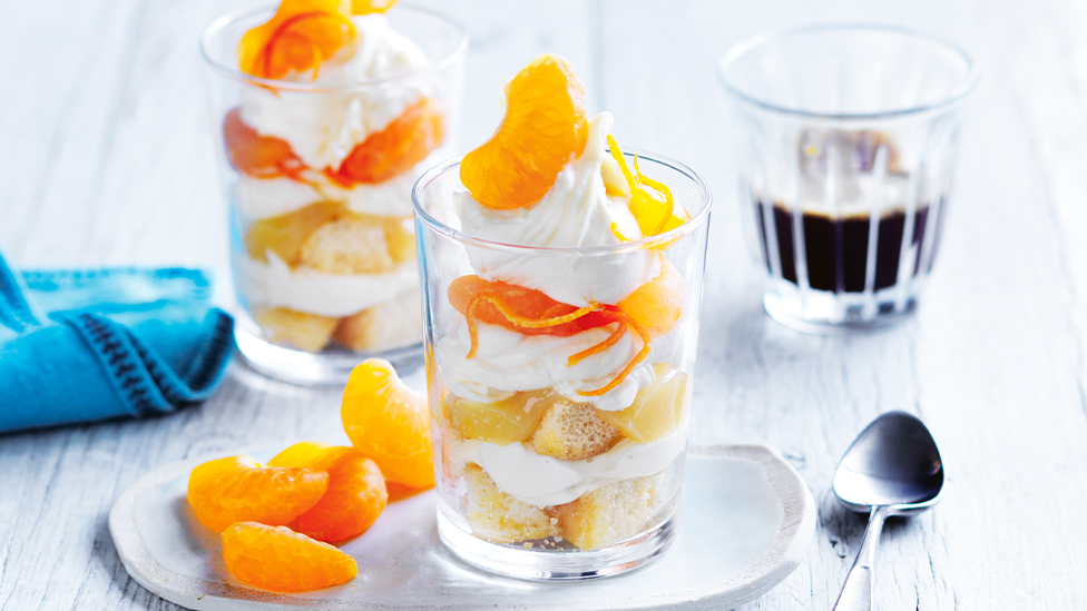 Mandarin and lemon curd tiramisu trifles