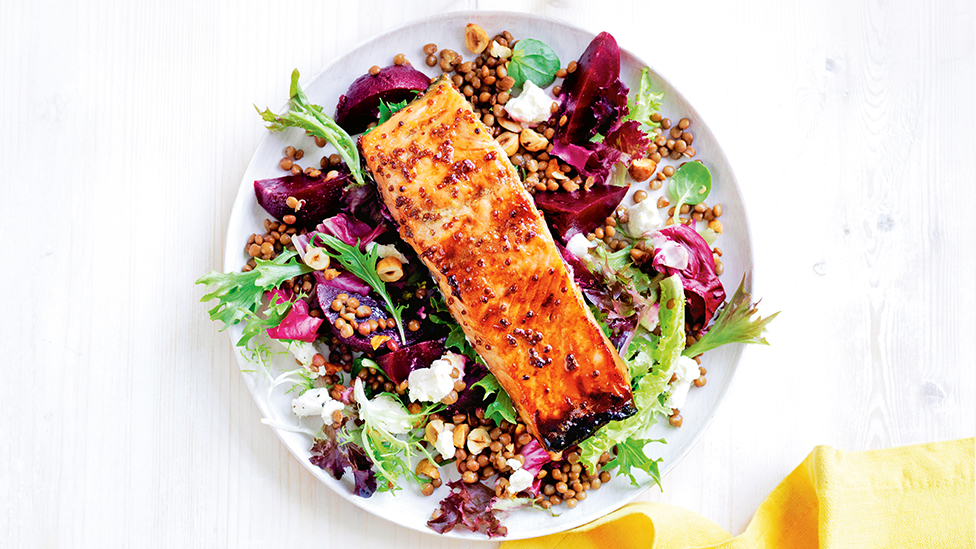 Maple-glazed salmon