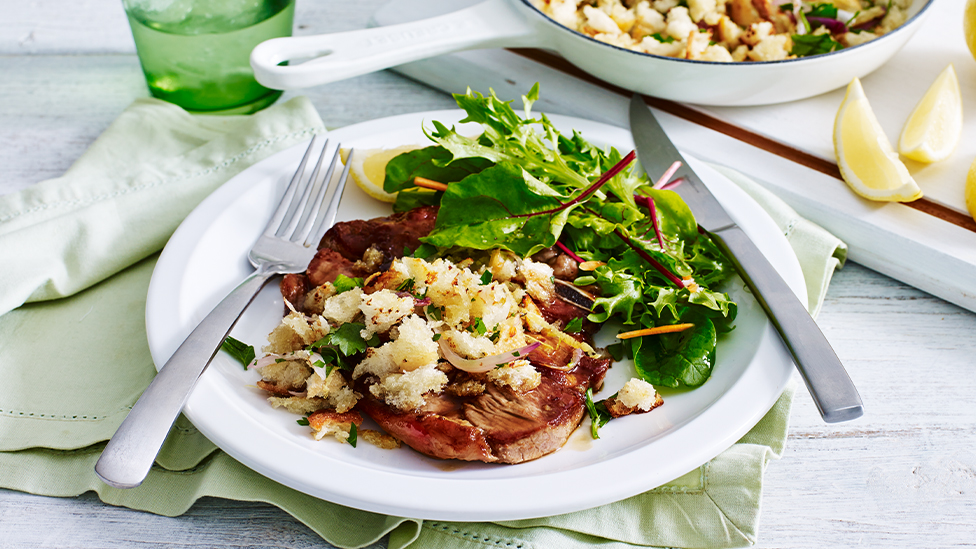 Maple lamb with sourdough crumble