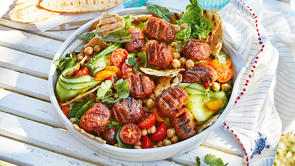 Meat-free koftas with chickpea salad
