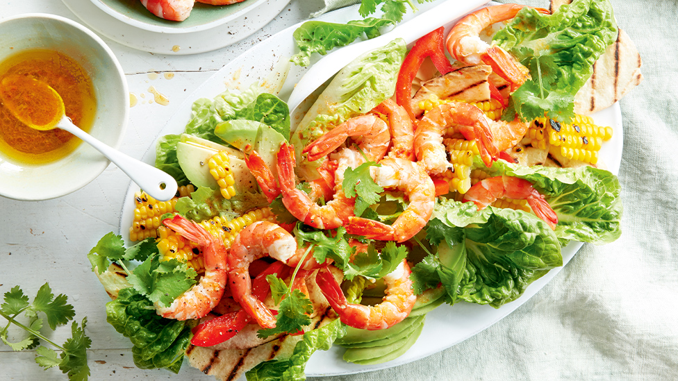 Mexican prawn and tortilla salad