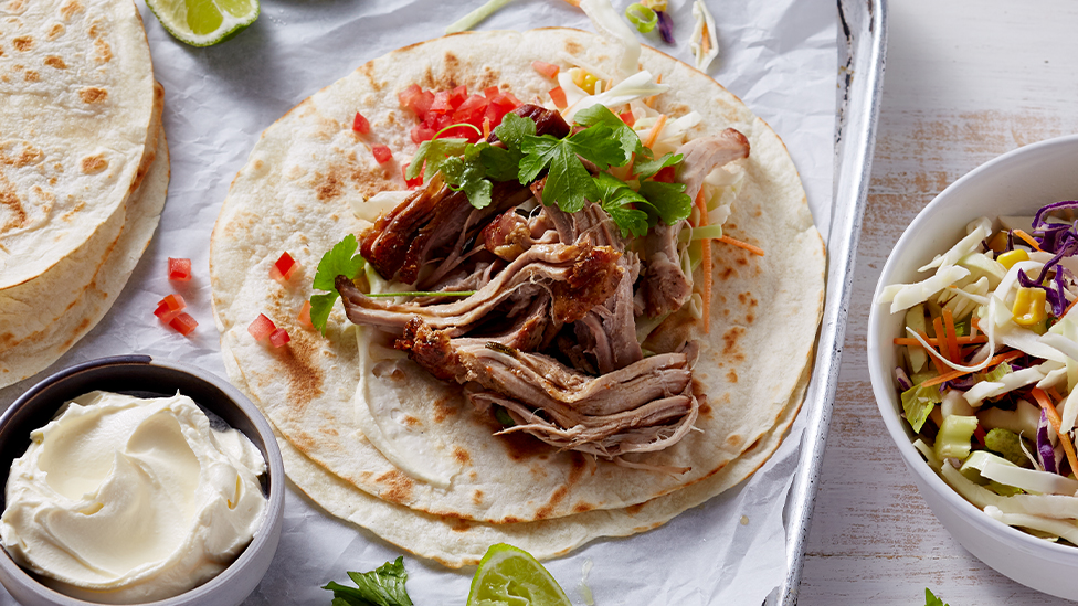 Mexican pulled pork fajitas