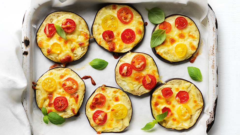 Mini eggplant pizzas