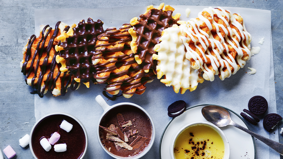 Mix 'n' match waffles and hot chocolate