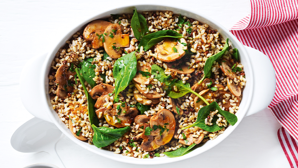 Mixed grain and mushroom salad