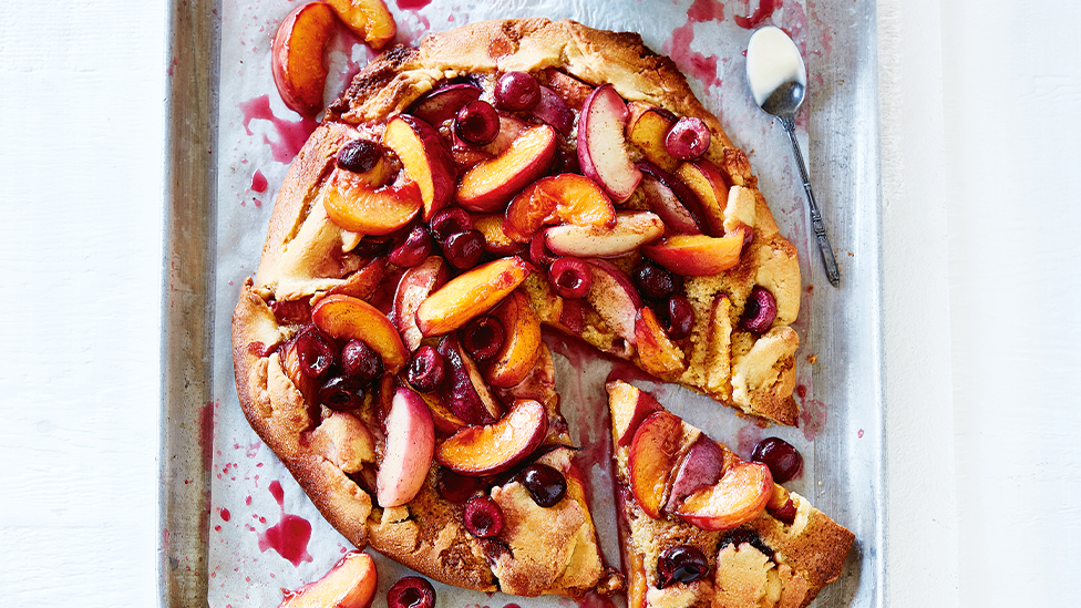 Mixed peach crostata