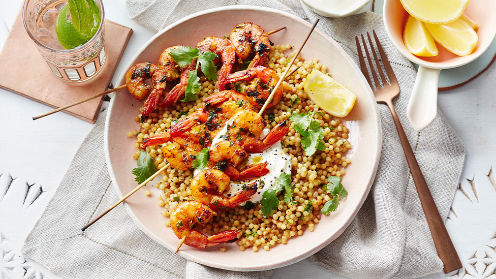 Moroccan chermoula prawns with pearl couscous