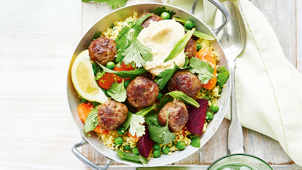 Moroccan meatballs with jewelled couscous