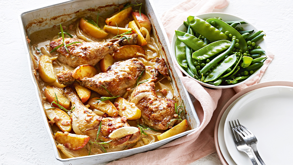 Mustard and apple chicken bake