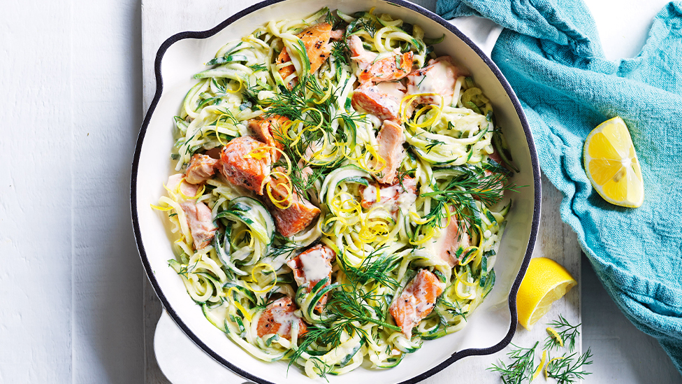 One-pan creamy salmon with zoodles