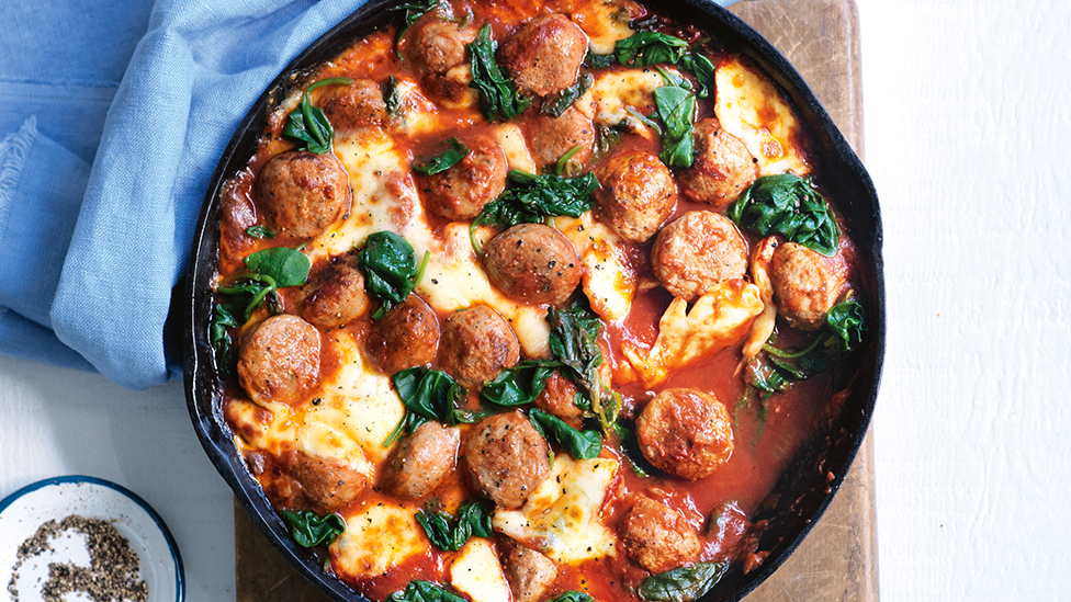 One-pan meatball bake