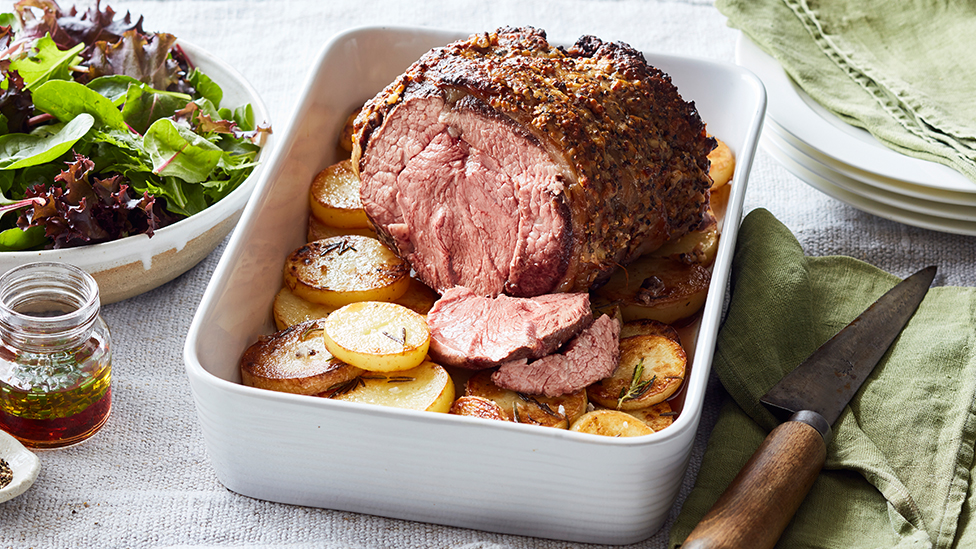 One-pot horseradish roast beef with rosemary potatoes