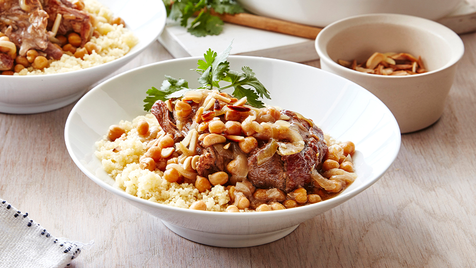 One-pot lamb tagine with almonds and chickpeas