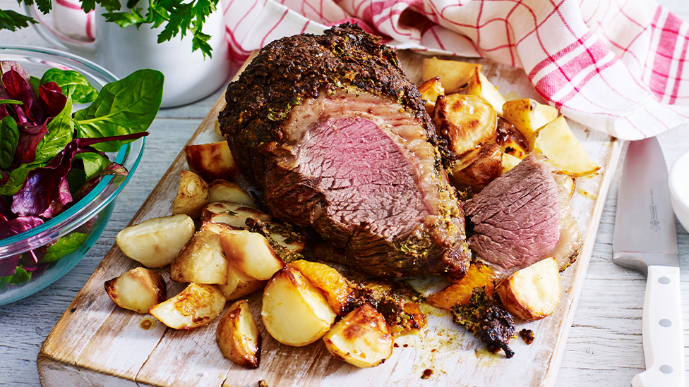 Orange, hot mustard and pepper crusted beef