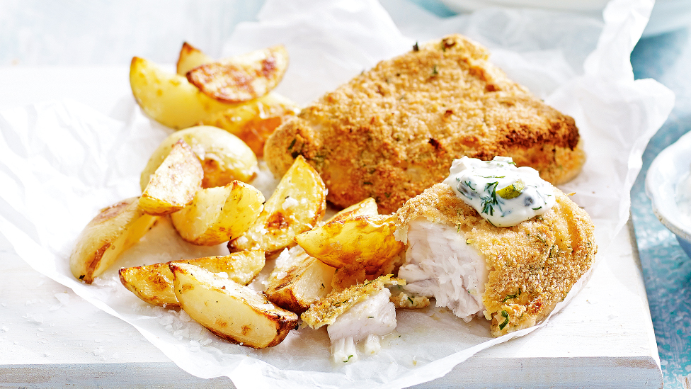 Oven-baked fish and chips