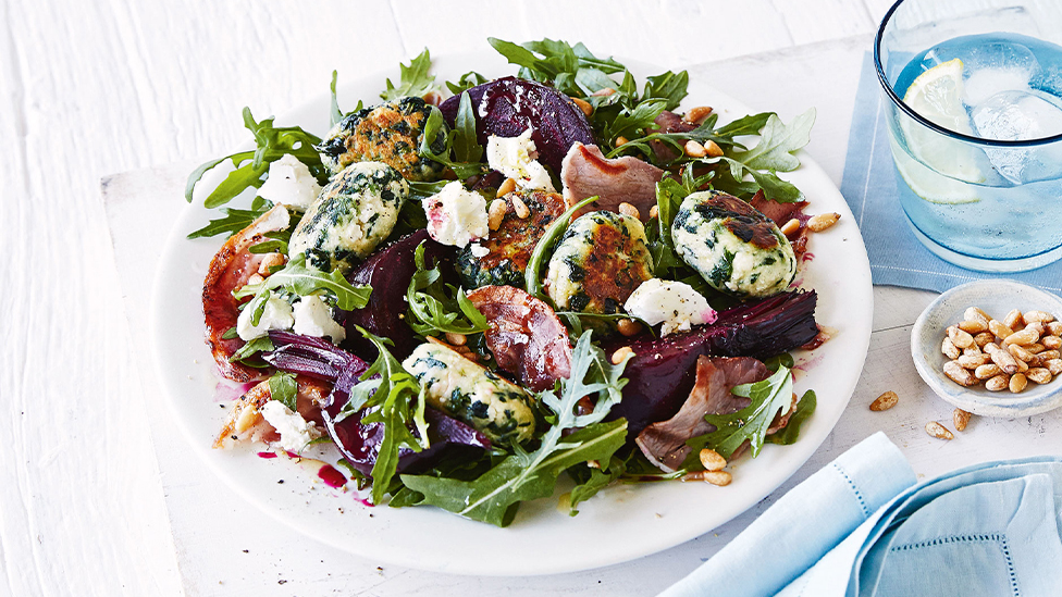 Pan-fried spinach and ricotta gnocchi salad