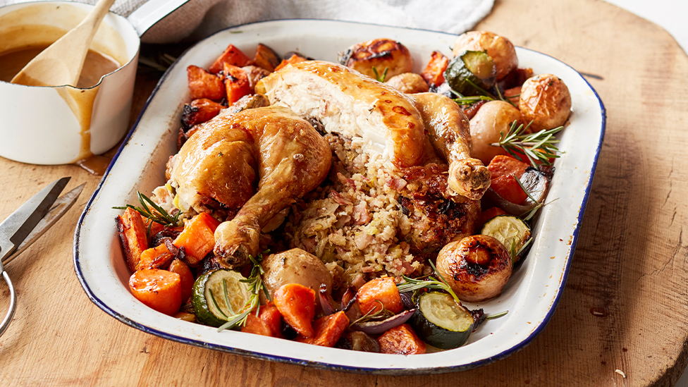 Pancetta and leek stuffed chicken