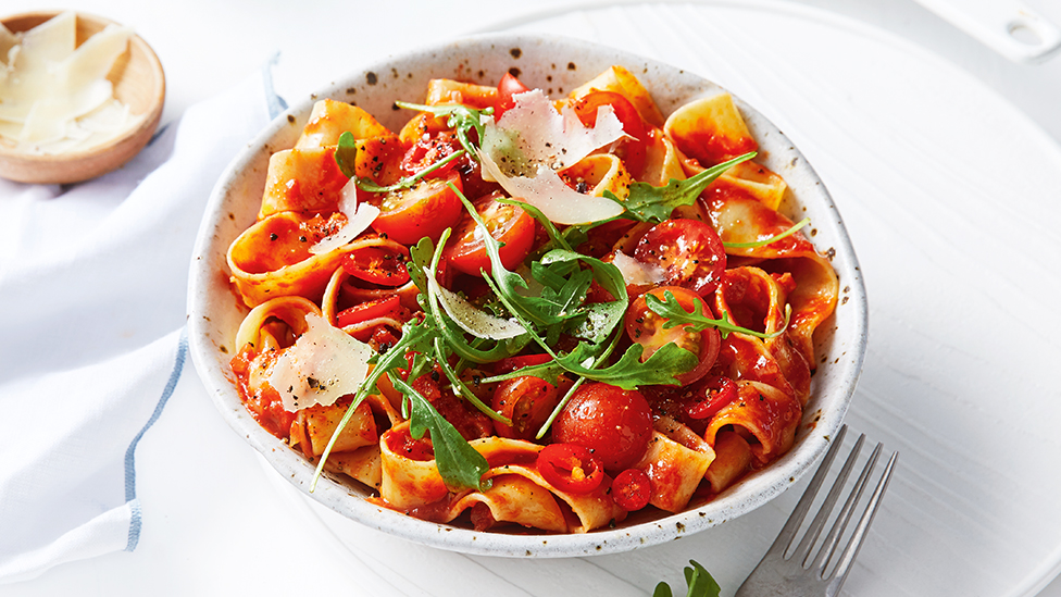 Pappardelle with cherry tomatoes