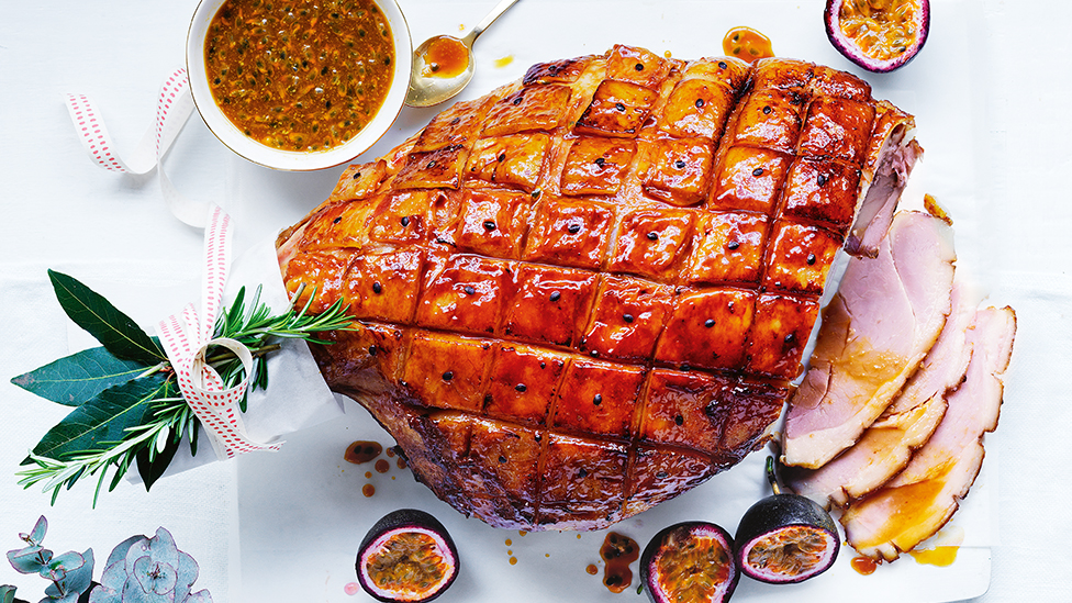 Passionfruit palm sugar glazed Christmas ham