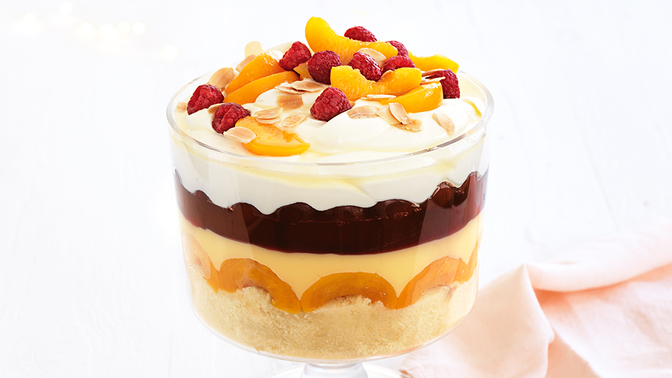 Peach and cherry trifle