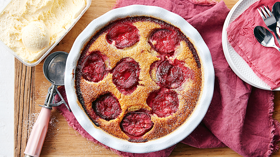 Plum and vanilla clafoutis