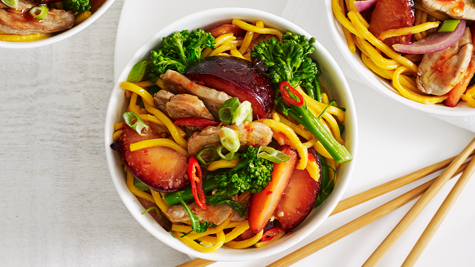 Pork and plum stir-fry