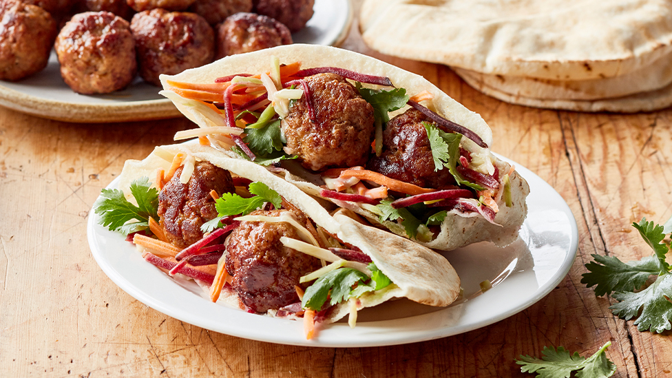 Pork and slaw pita pockets