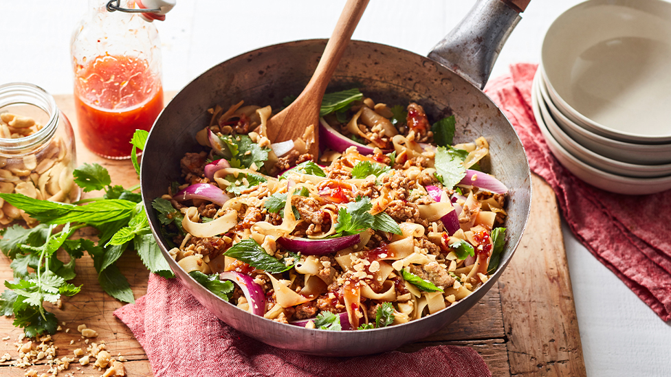 Pork larb noodle stir-fry