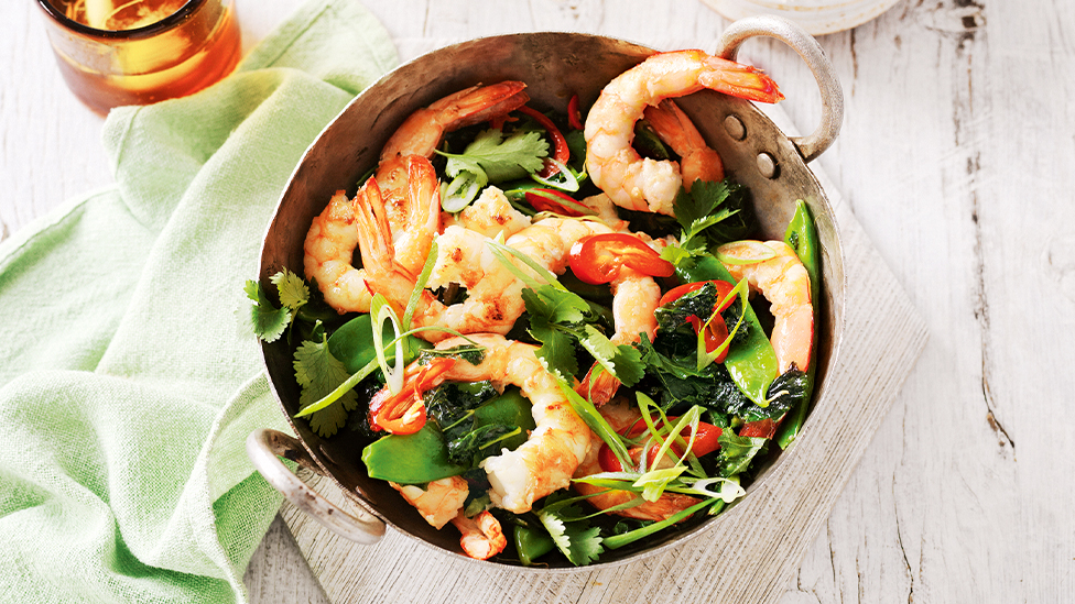 Prawn and kale stir-fry