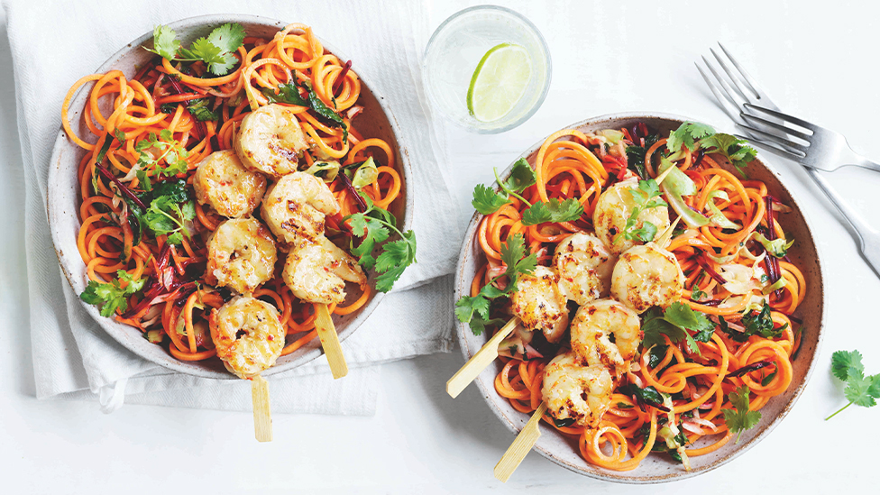 Prawn and sweet potato noodle stir-fry