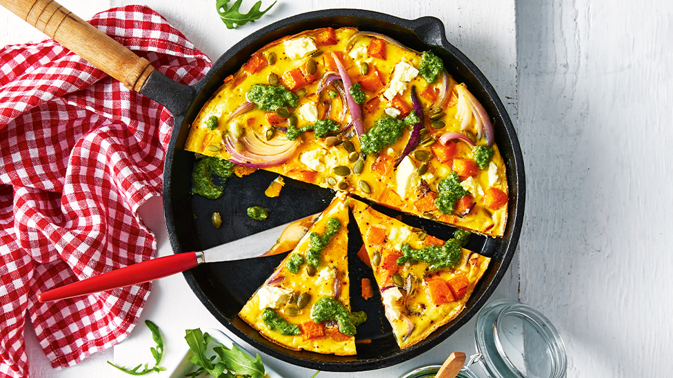 Pumpkin and fetta frittata