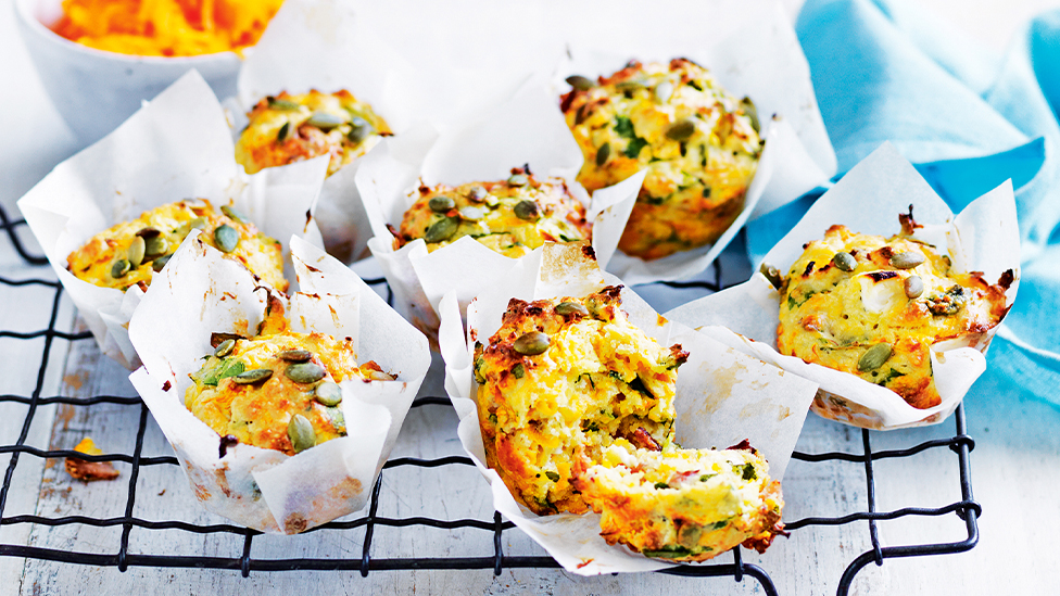 Pumpkin, spinach and bacon muffins