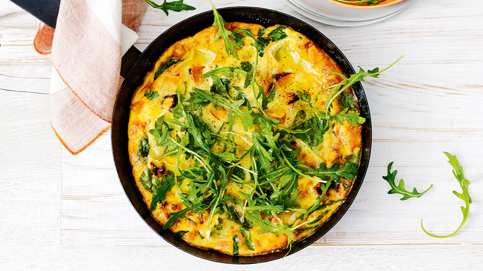 Pumpkin, spinach and brie frittata