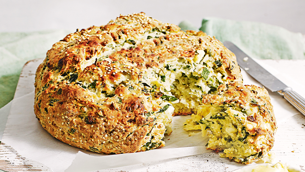 Quinoa, silverbeet and fetta soda bread