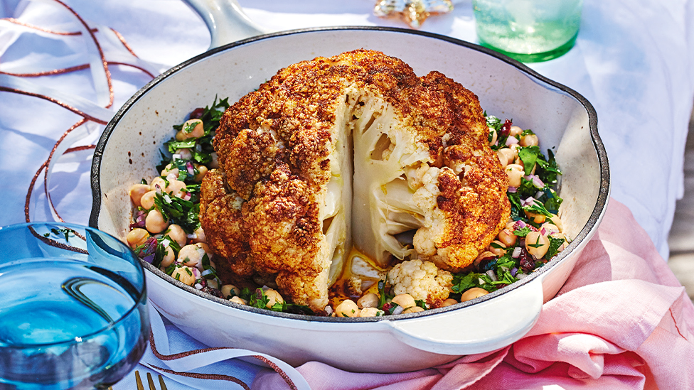 Roast cauliflower with chickpea salad recipe | Coles