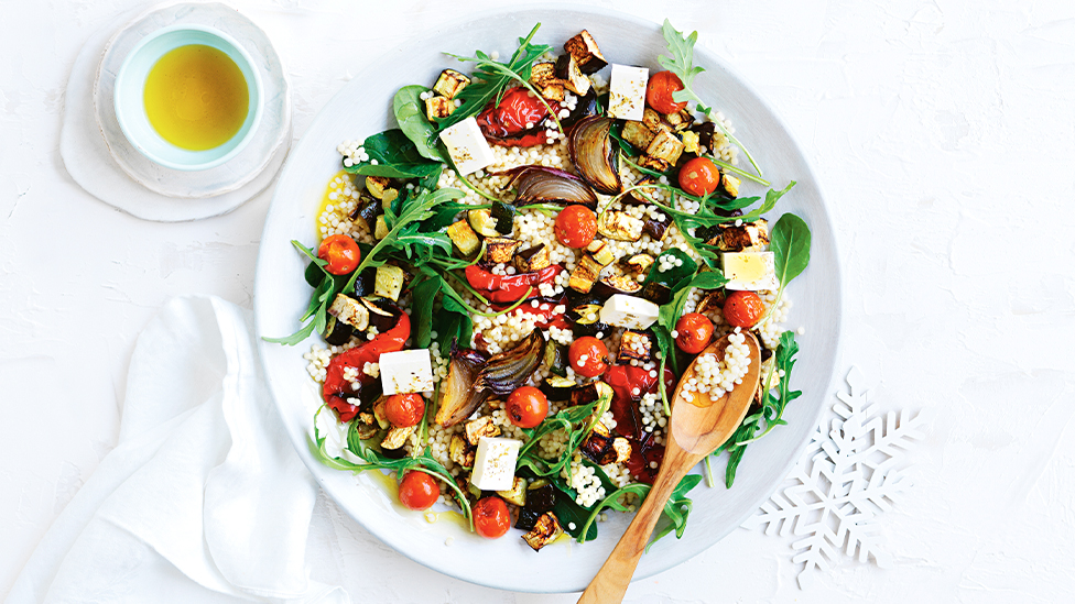 Roast veggie and pearl couscous salad