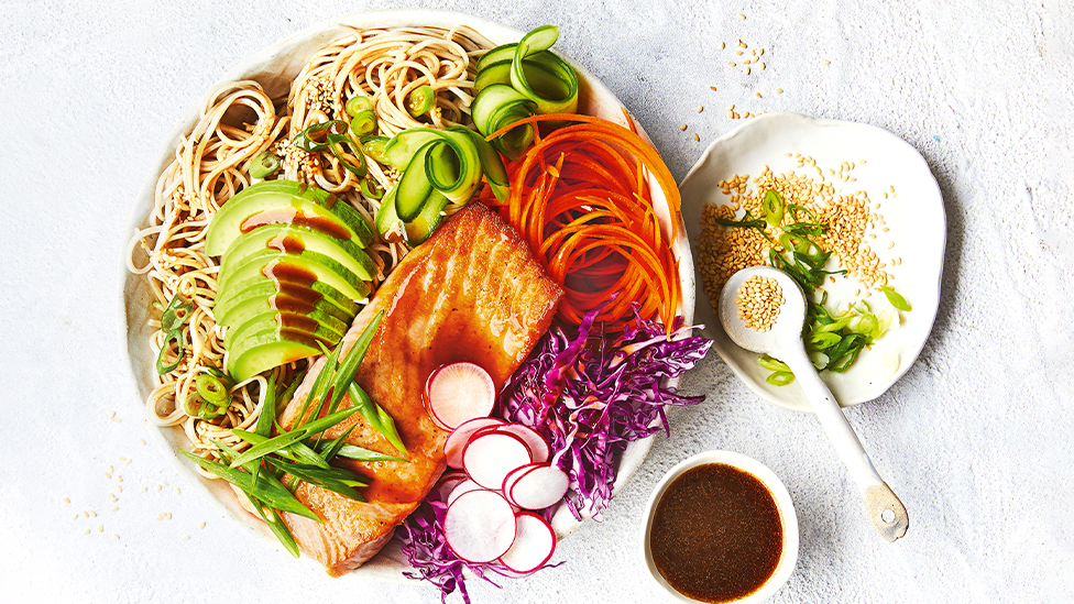 Salmon and soba noodle bowl
