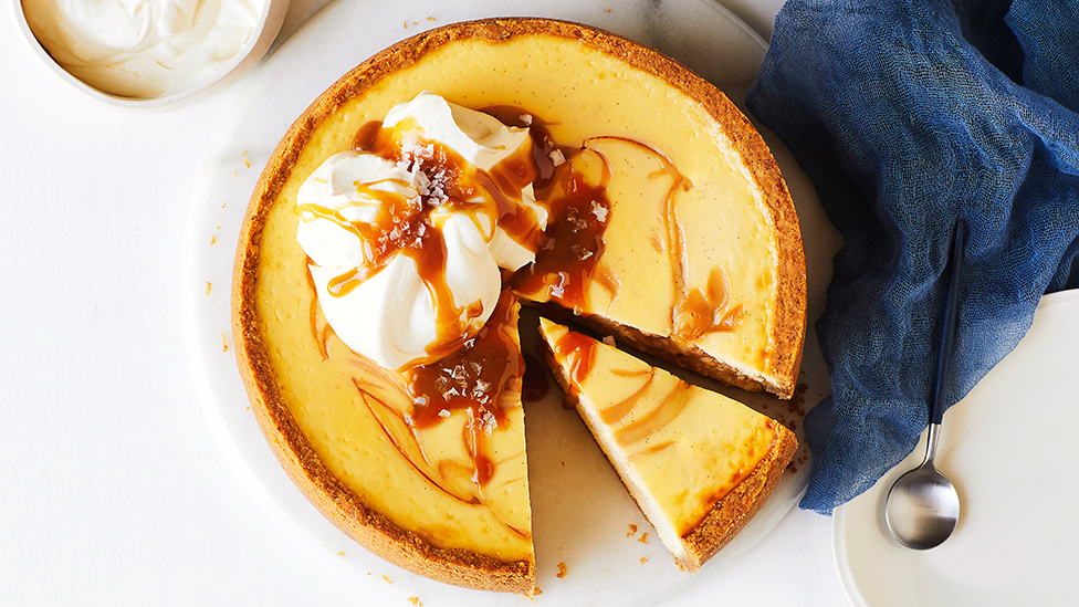 Salted caramel swirl cheesecake