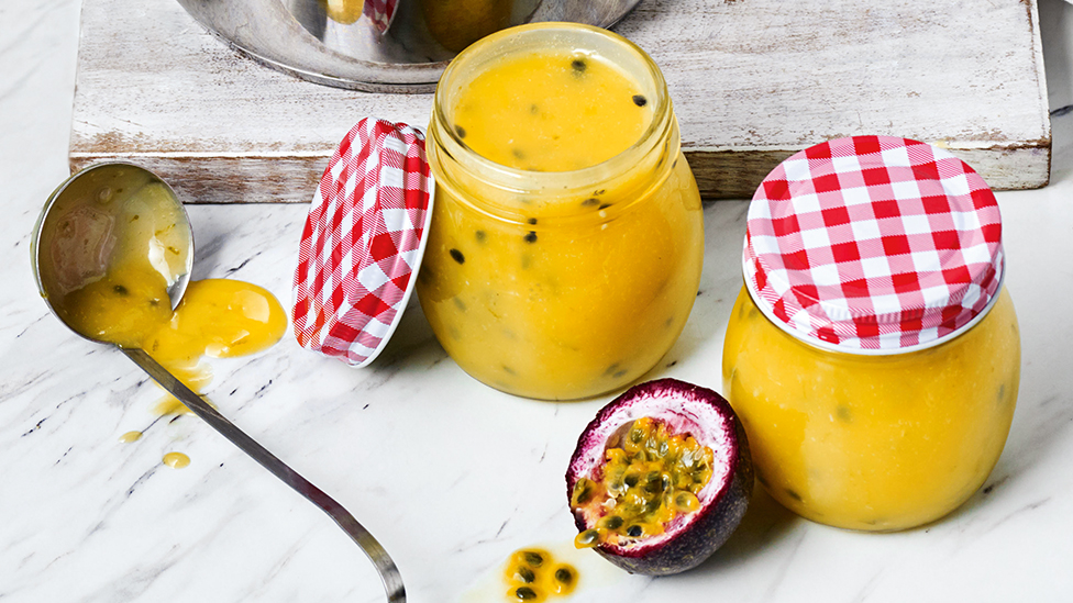 Saucepan lime and passionfruit curd