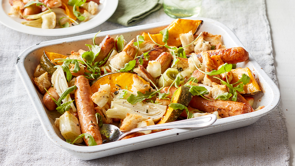 Sausage, fennel and vegetable bake